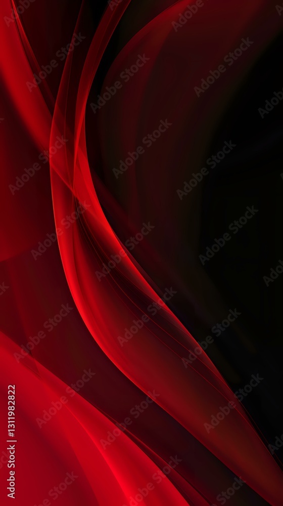 Poster elegant red waves flow across dark background creating dynamic abstract composition with smooth grad