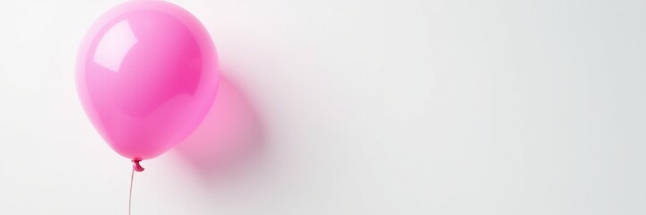 Pink balloon contrasted on blank white surface, celebration, party