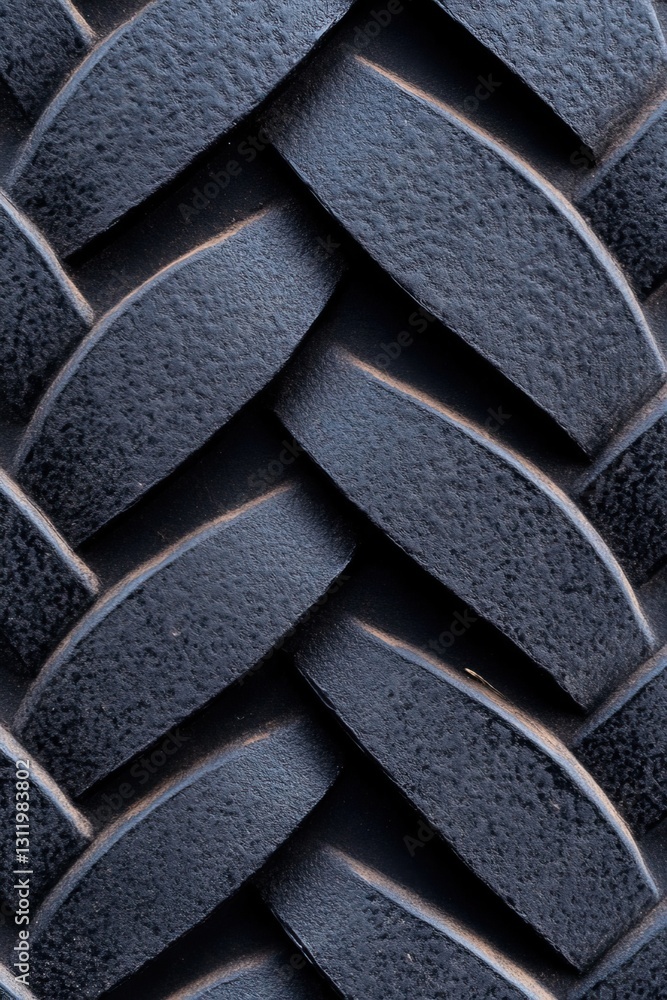 Poster a close-up image of a textured tire tread, showcasing its intricate pattern and depth.