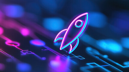 vibrant rocket icon symbolizes innovation and growth in digital landscape