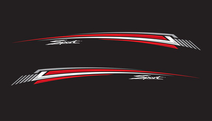 Wrap Design For Car vectors. Sports stripes, car stickers black color. Racing decals for tuning 20250306 © MONTRI