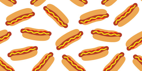 cartoon hot dog seamless pattern print design vector illustration   © Darya