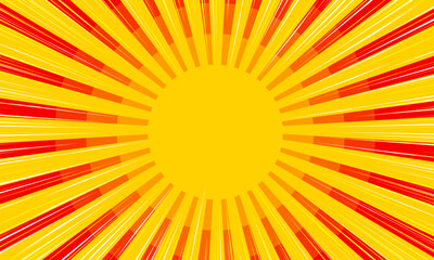 yellow comic background with sun burst and dot halftone. Cartoon funny retro pattern strip mock up. Vintage backdrop