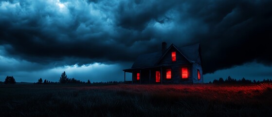 Obraz premium Hauntingly beautiful house under ominous skies
