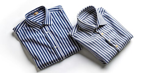 Obraz premium High-Angle View Fashion Photography of a Striped Shirt, Bold Contrast, Dynamic Action Freeze, Flat Lay on White Background, Perfect for Copy Space Design Elements