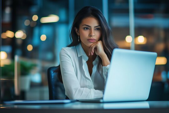 Empleada hispana trabajando en la oficina. Un ambiente donde las cosas no van bien.