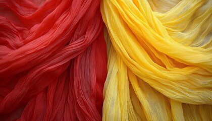 Red and yellow fabric draped on surface