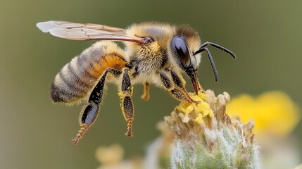 Honeybee pollination in organic gardens close-up photography of hive activity nature's insect harmony