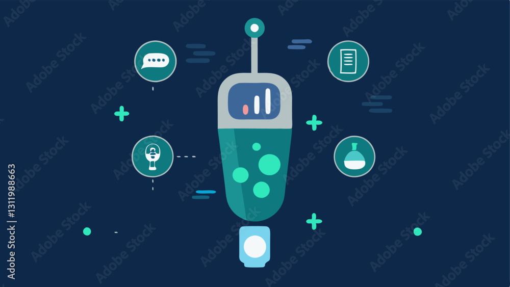 Poster smart nanotech device a sleek futuristic handheld device with a glowing interface designed for apply