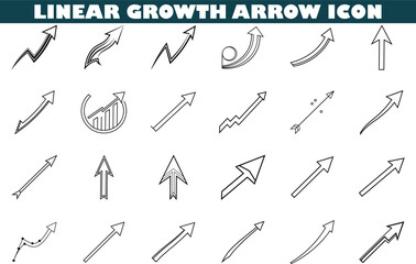 Linear Growth Arrow Icons Upward Trend, Progress, Success, Charts