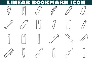 Linear Bookmark Icons Diverse Designs for Reading Enthusiasts