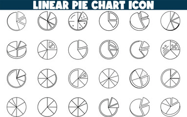 Linear Pie Chart Icons Data Visualization, Graphic Design Elements