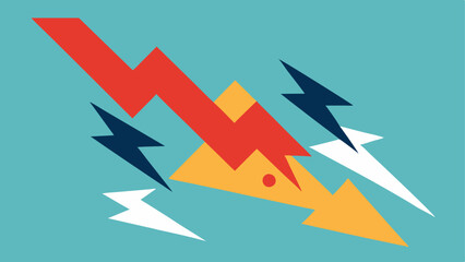 Zigzag Arrow with Flashing Lights A jagged zigzag arrow pointing to a discount sign with alternating flashing lights that create a sense of movement.