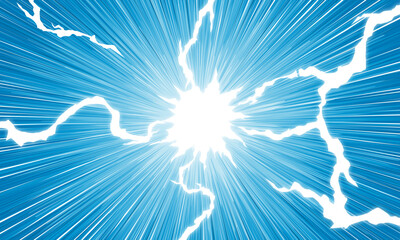 blue Comic lightning strikes with a vintage comic book rays, electricity, power, energy, lightning bolt, storm