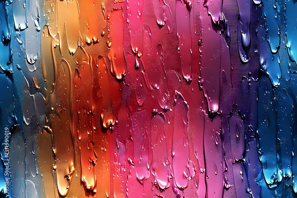 Aufkleber colorful rainbow gradient background with water drops on glass creating abstract pattern. natural li