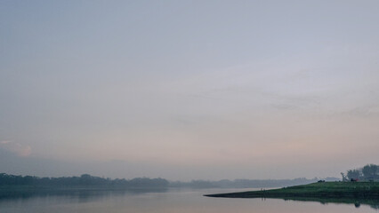 enjoying the cool morning on the river bank