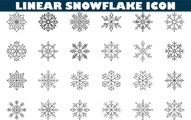 Collection of Linear Snowflake Icons Winter, Holiday, Design Elements