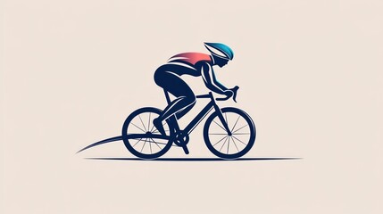 Female cyclist racing, abstract illustration, dynamic motion