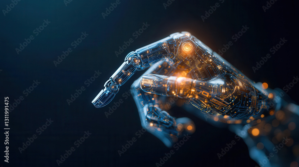Aufkleber futuristic robotic hand with glowing circuits and intricate details, symbolizing advanced technology