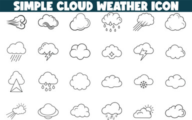 Simple Cloud Weather Icons Meteorology, Line Art, Design Elements