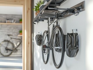 Space-saving bicycle storage solution for modern urban lifestyle interior