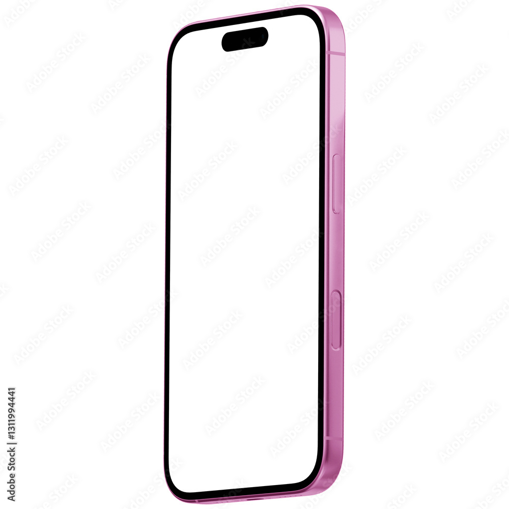 Wall mural photo of smartphone device without background and screen. frame only. pink color. template for mocku