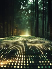 Fototapete Encoded forest pathway with ethereal glow and digital surface texture © Rapit