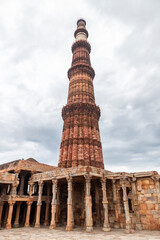 The Qutub Minar in Delhi, India, is the tallest brick minaret at 72.5 meters, showcasing 12th-century Indo-Islamic architecture.