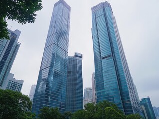 Fototapeta premium Skyscrapers piercing the sky, a modern metropolis architectural landscape