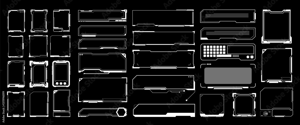 Fototapete isolated futuristic frame vector illustration, text boxs, digital interfaces, and tech components. c