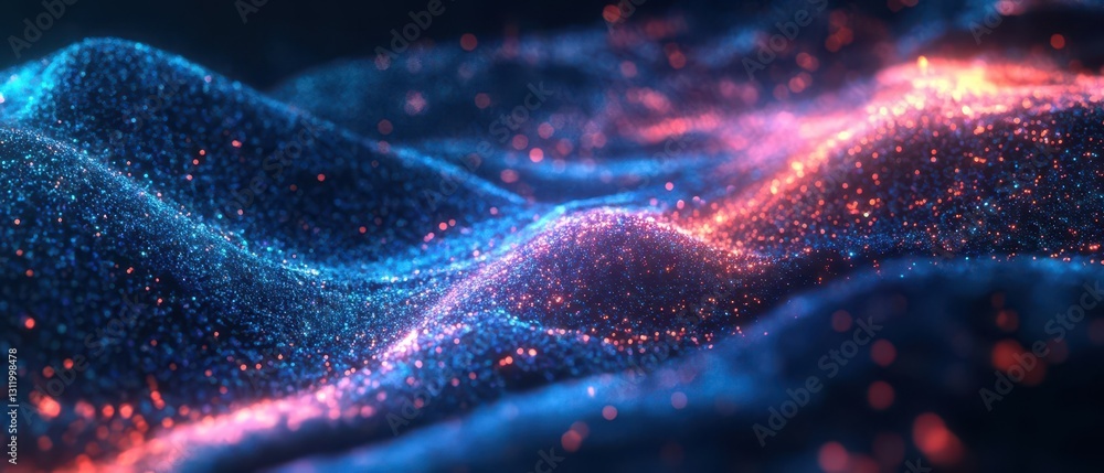 Poster futuristic digital network abstract with dynamic neon energy flow in dark technological space
