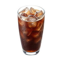 realistic iced coffee in glass isolated on transparent background. 