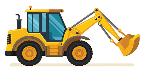 Naklejka premium Powerful Yellow Excavator Loader Machine for Construction and Demolition Work