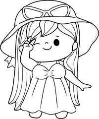 travel character doodle beach