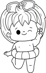 summer character doodle beach