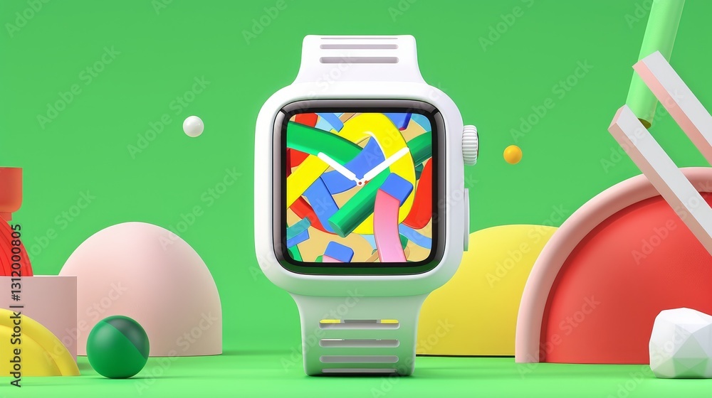 Poster futuristic augmented reality shopping application interface displaying colorful design