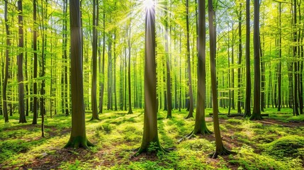Serene Virtual Forest Meeting Room Surrounded by Lush Green Trees and Sunlight