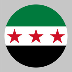 Flag of Syria round shape, national symbol