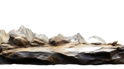 Mountain Range Isolated on White Background,  Detailed Rock Texture Displayed,  High-Resolution Image, Perfect for  Backgrounds and  Graphic Design Projects