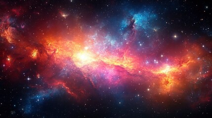 Fototapeta premium Vibrant Nebula in Deep Space Cosmic Clouds of Gas and Dust