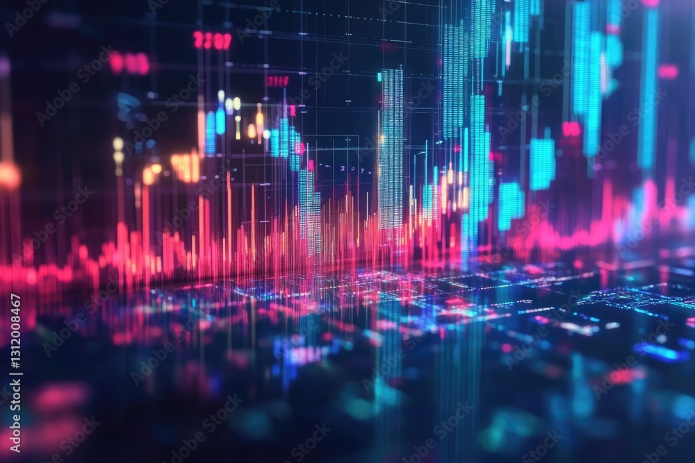 Poster abstract visualization of dynamic data streams and financial market trends