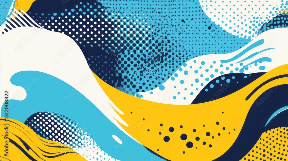 Poster vibrant abstract pop art background featuring dynamic wave pattern with bold colors and fluid motion