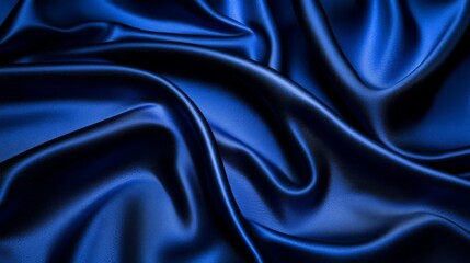 Fototapeta premium Deep Blue Satin Fabric with Smooth Texture