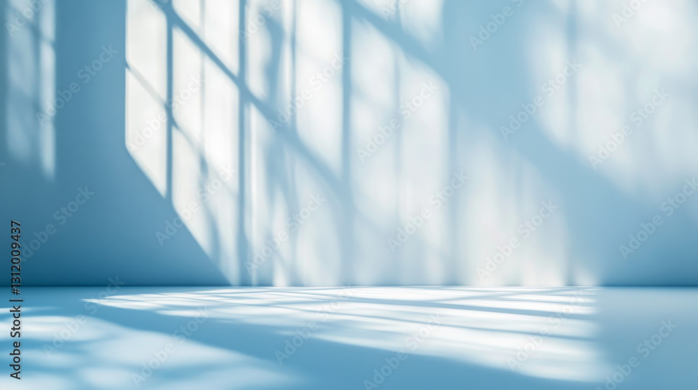 Poster a simple yet elegant light blue abstract background for product presentations, featuring soft shadow