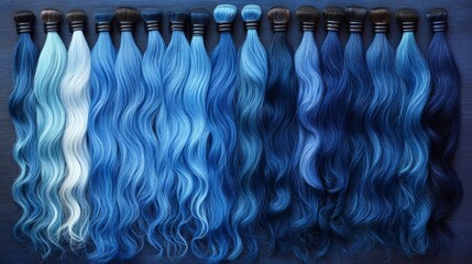 Smooth Blue Ombre Hair Bundles in Studio Setting