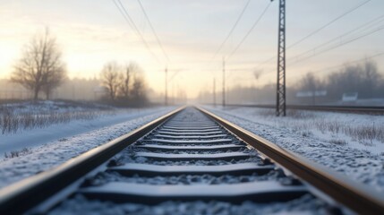 Fototapeta premium Flat-style railway track illustration, perfect for design and storytelling elements.