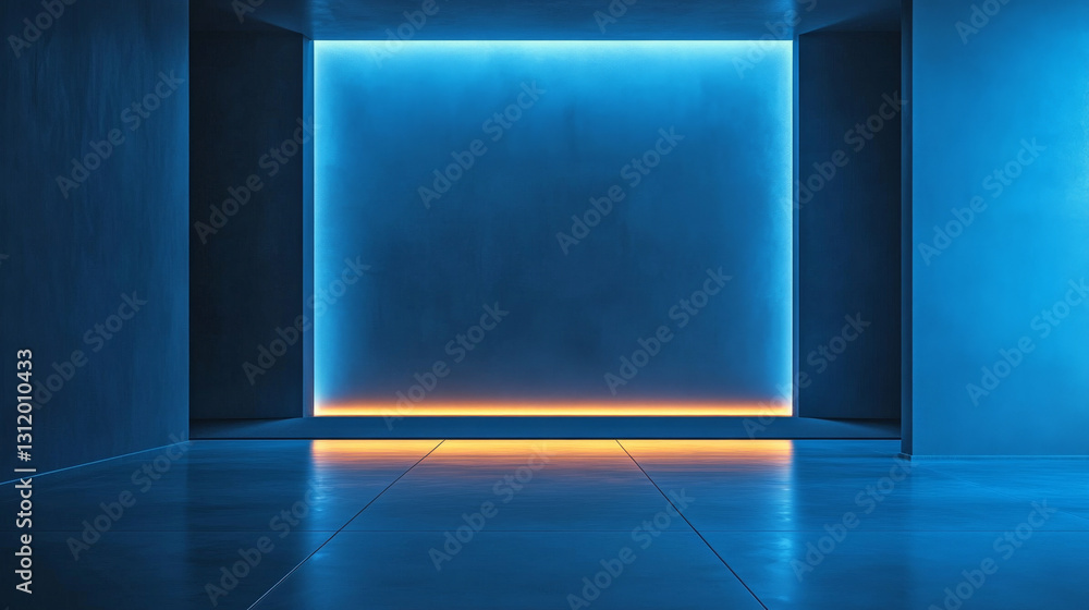 Poster a versatile minimalistic blue background designed for presentations, featuring a softly illuminated 
