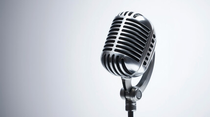 A microphone is on a stand