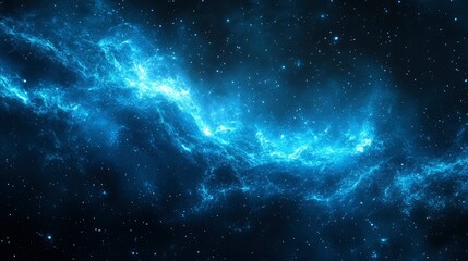 Naklejka premium Celestial Nebula Glowing Blue Cosmic Cloudscape