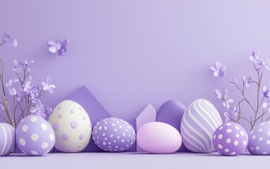 Easter 3D minimalistic purple background